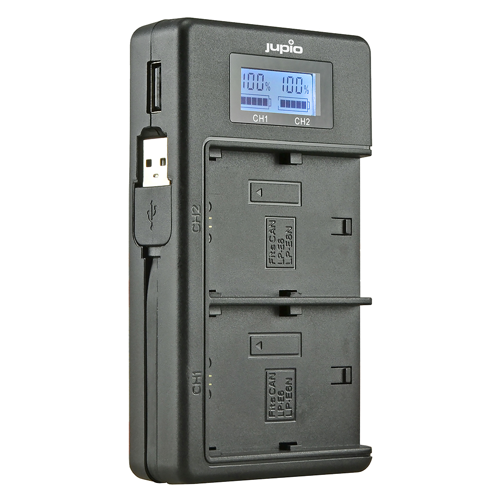 Jupio USB Dedicated Duo Charger LCD for Canon LP-E6 / LP-E6N