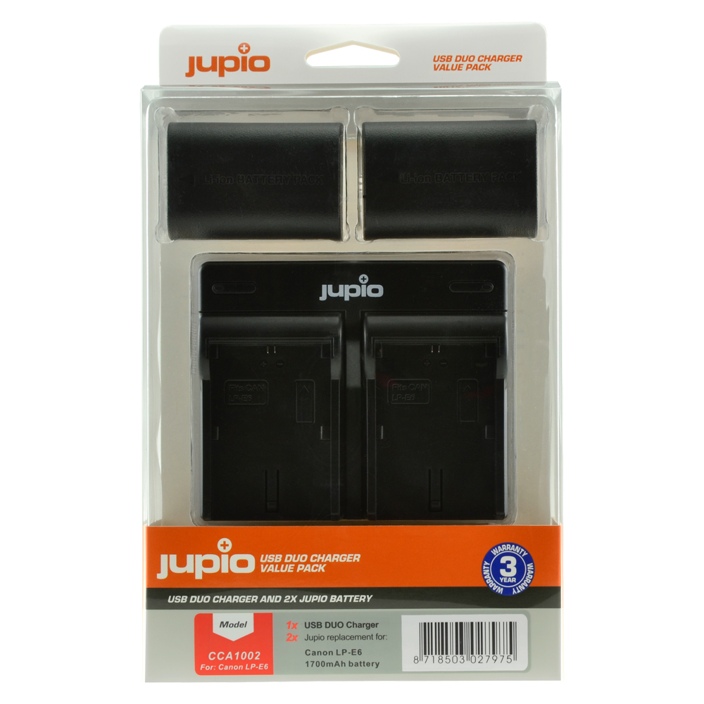 Jupio Value Pack: 2x Battery LP-E6 1700mAh + USB Dual Charger