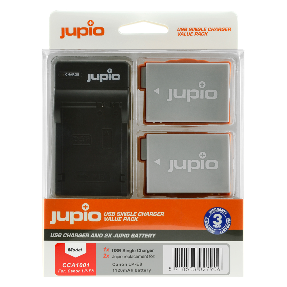 Jupio Value Pack: 2x Battery LP-E8 1120mAh + USB Single Charger