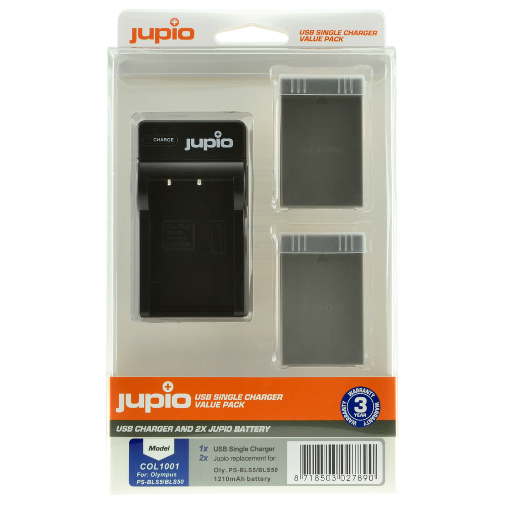 Jupio Value Pack: 2x Battery PS-BLS5 / PS-BLS50 1210mAh + USB Single Charger