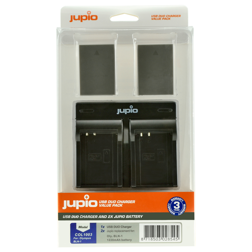 Jupio Value Pack: 2x Battery BLN-1 / BLN1 + USB Dual Charger
