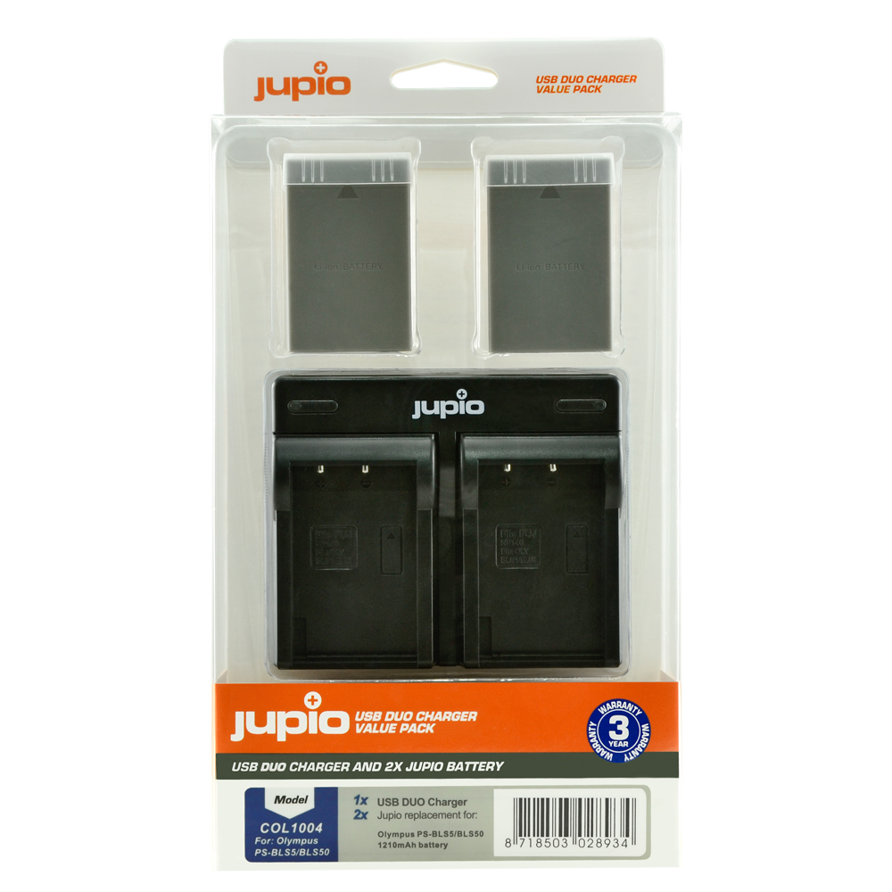 Jupio Value Pack: 2x Battery PS-BLS5 / PS-BLS50 1210mAh + USB Dual Charger